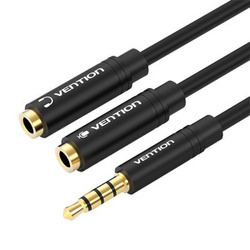 KABEL AUDIO 3,5MM MĘSKI DO 2X3,5 MM ŻEŃSKI VENTION BBVBY 0,3M (CZARNY)