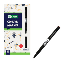 MARKER CD/DVD D.RECT CZERWONY 0.7MM