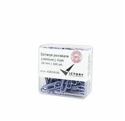 SPINACZE OKRĄGŁE 28MM VICTORY OFFICE PRODUCTS 60286100-081 PASTELOWE JASNOFIOLETOWE METALOWEPOWLEKANE W POJEMNIKU PLASTIKOWYM 100SZT
