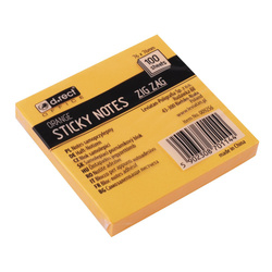 KARTECZKI SAMOPRZYLEPNE 76X76MM D.RECT Z-NOTES POMARAŃCZOWE 100KART