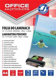 FOLIA DO LAMINOWANIA BŁYSZCZĄCA A6 OFFICE PRODUCTS 80MIC 100 SZT