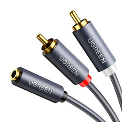 UGREEN AV102 KABEL 2X RCA (CINCH) JACK 3.5 MM 1M (CZARNY)