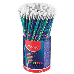 OŁÓWEK Z GUMKĄ MAPED PIXEL HB W KUBKU 72SZT