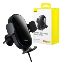 Samochodowy uchwyt Baseus LightChaser z ładowarką indukcyjną (czarny)