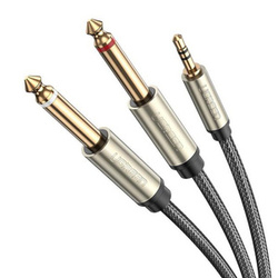 UGREEN AV126 KABEL TRS 3.5 MM DO 2X TS 6.35 MM - 5M (SZARY)