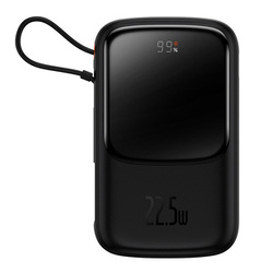 POWERBANK BASEUS QPOW PRO Z KABLEM USB-C, USB-C, USB, 10000MAH, 22.5W (CZARNY)