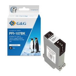 G&G KOMPATYBILNY INK / TUSZ Z PFI107BK, BLACK, 130ML, NC-00107BK, 6705B001, DLA CANON IPF-680, 685, 780, 785
