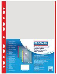 KOSZULKI KRYSTALICZNE A4 DONAU CZERWONY BRZEG PP 40MIC 100SZT