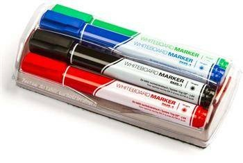 Marker suchościeralny & gąbka RYSTOR 456-220 mix*4 okrągła k. 4mm 4szt