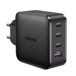 ŁADOWARKA SIECIOWA UGREEN CD224, 3X USB-C, 1X USB, POWER DELIVERY 3.0, GAN, 65W (CZARNY)