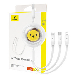 KABEL ŁADOWANIA 3W1 BASEUS USB DO USB-C, USB-M, LIGHTNING 3,5A, 1,1M (WHITE)