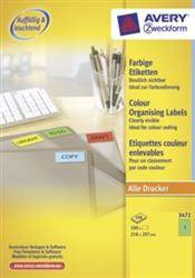 ETYKIETY SAMOPRZYLEPNE 210X297MM ORGANIZACYJNE, ARCHIWIZACYJNE AVERY ZWECKFORM TRWAŁE 3472 ZIELONE 100ARK*1SZT