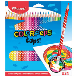 KREDKI MAPED COLORPEPS OOPS ŚCIERALNE Z GUMKĄ TRÓJKĄTNE 24 SZT PUD