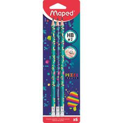 OŁÓWEK Z GUMKĄ MAPED PIXEL HB 6 SZT BLISTER