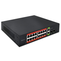 QOLTEC PRZEŁĄCZNIK SIECIOWY SWITCH GIGABIT ETHERNET POE | 16X RJ45 | 2X RJ45 UPLINK | 2X SFP | 1000 MB/S