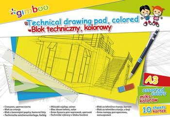 BLOK TECHNICZNY A3 GIMBOO KOLOROWY 10KART