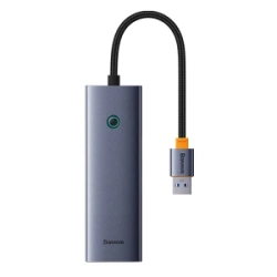 Hub 4w1 Baseus UltraJoy USB-A do USB 3.0 + RJ45 (szary)