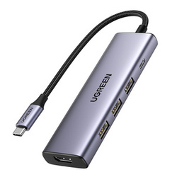 Hub UGREEN Revodok CM511 6w1 USB-C HDMI PD 100W (szary)