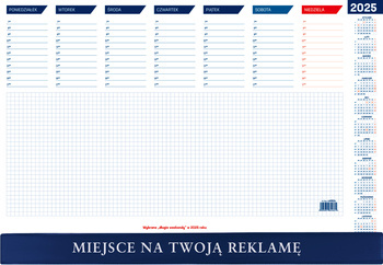 BIUWAR 470 X 320 MM TYGODNIOWY WOKÓŁ NAS ROK 2026 MAŁY KB052B. LISTWA PCV GRANATOWA