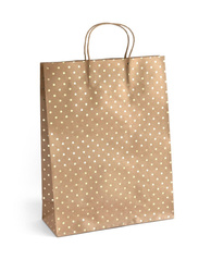 TOREBKA NA PREZENTY 39X12X30CM ARGO 257006 CIEMNOBEŻOWA ZŁOTE KROPKI PAPIER KRAFT 5SZT