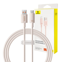 KABEL SZYBKO ŁADUJĄCY BASEUS USB DO USB-C HABITAT SERIES 100W, 1M (RÓŻOWY)