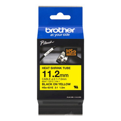 BROTHER ORYGINALNY TAŚMA DO DRUKAREK ETYKIET, BROTHER, HSE-631E, CZARNY DRUK/ŻÓŁTY PODKŁAD, 1.5M, 11.2MM