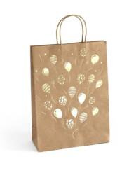 TOREBKA NA PREZENTY 33X10X24CM ARGO 257008 CIEMNOBEŻOWA ZŁOTE BALONY PAPIER KRAFT 5SZT