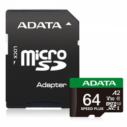 ADATA KARTA MICROSD SPEED PLUS 64GB UHS1 U3 V30 A2 160/140 MB/S