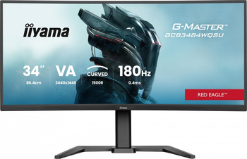 IIYAMA MONITOR G-MASTER 34 CALE GCB3484WQSU-B1,VA,UWQHD,180HZ, HDR400, 1500R, 21:9, 0.4MS, 500CD/M2, 2X5W, USB-C, PIP