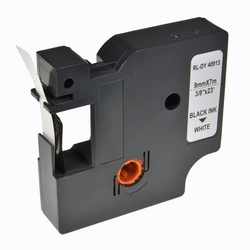 G&G KOMPATYBILNY TAŚMA DO DRUKAREK ETYKIET, DLA DYMO, RL-DY 40913P BK/WT, S0720680, 40913, CZARNY DRUK/BIAŁY PODKŁAD, 7M, 9MM, D1