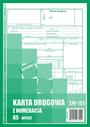 DRUK AKCYDENSOWY KARTA DROGOWA A5 NUMEROWANA A5 EMEKO 709 WP139 50 KART.