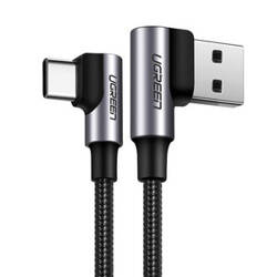 KABEL USB DO USB-C, KĄTOWY UGREEN US176, 3A, 0.5M (CZARNY)