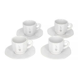 BIALETTI - ZESTAW 4 FILIŻANEK Z PODSTAWKĄ - BIAŁY