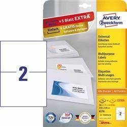 ETYKIETY SAMOPRZYLEPNE 210X148MM UNIWERSALNE AVERY ZWECKFORM TRWAŁE 6176 BIAŁE 30ARK*2SZT