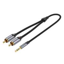 KABEL AUDIO 2XRCA TO 3.5MM VENTION BCNBD 0.5M (SZARY)