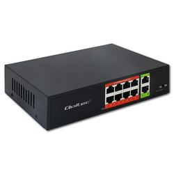 QOLTEC PRZEŁĄCZNIK SIECIOWY SWITCH FAST ETHERNET POE | 8X RJ45 |  2X RJ45 UPLINK | 120W | 10/100 MB/S