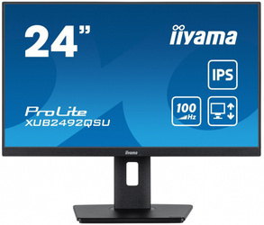 IIYAMA MONITOR 23.8 CALA PROLITE XUB2492QSU-B1 IPS,QHD,USB-C,100HZ,3XUSB(3.2),HDMI,DP 300CD/M2,FREESYNC,2X2W,HAS(150MM),PIVOT