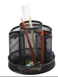 PRZYBORNIK NA BIURKO OBROTOWY 165X165X160MM Q-CONNECT OFFICE SET CZARNY METALOWA SIATKA