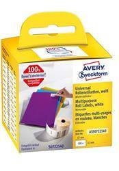 ETYKIETY SAMOPRZYLEPNE 32X57MM UNIWERSALNE, DO CZASOWEGO ETYKIETOWANIA AVERY ZWECKFORM USUWALNE, W ROLCE DO DRUK. TERM. ASS0722540 BIAŁE 500 SZT