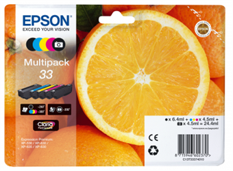 TUSZ ORYGINALNY EPSON T3337 C13T33374011 CMYK 24,4 ML