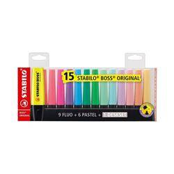 Zakreślacz STABILO BOSS 7015-01-5 mix*15 pastel&neon 2-5mm 15szt