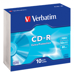 PŁYTA CD-R 700MB 52X VERBATIM DATALIFE 43415 SLIM 10 SZT.