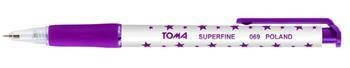 Długopis automatyczny TOMA SUPERFINE TO-069 8 2 fioletowy 0.5 ob. w gwiazdki