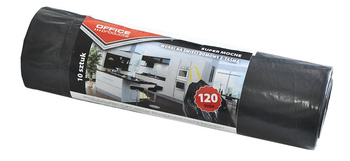 WORKI NA ŚMIECI LDPE Z TAŚMĄ OFFICE PRODUCTS CZARNE 120L 10SZT.