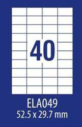Etykiety samoprzylepne 52.5x29.7mm uniwersalne AVERY ZWECKFORM ECONOMY ELA049 białe 100ark*40szt